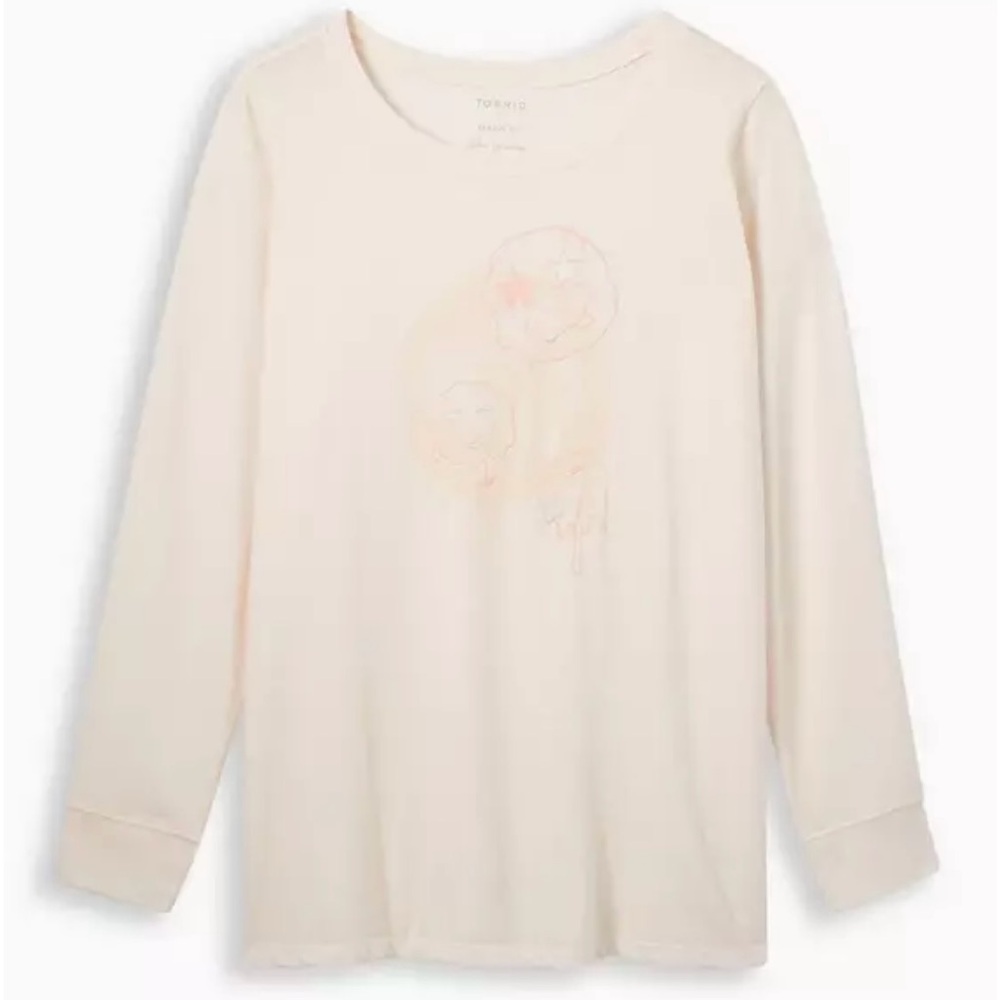 Smiley Doodles Classic Fit Signature Jersey Crew Neck Long Sleeve Embroidery Tee